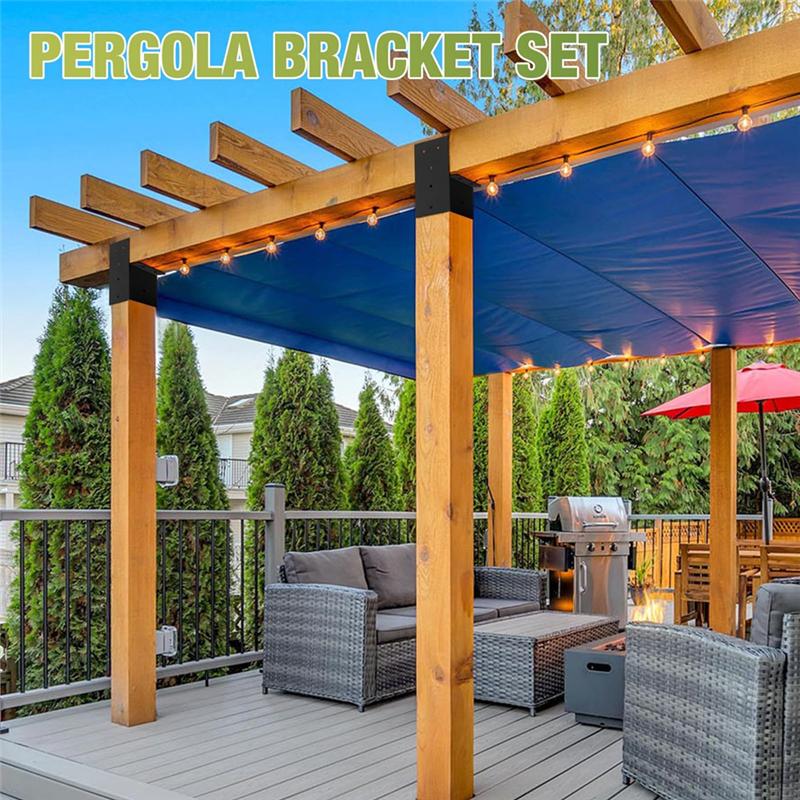 M-Moderno-4 Piezas Soportes para Pérgola 4X4 pulg. ( Real 3.6" X 3.6") Soportes para Vigas y Postes Kit para Pérgola, Soportes para Cenador Soporte de Pared