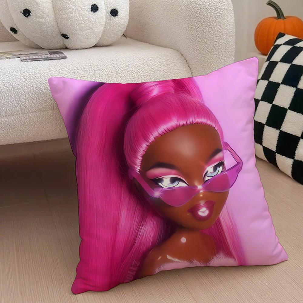 Stylish American Fashion Doll BBratz Cushion Cover Throw Pillow Cover Hidden Button Durable Polyester Chair Cushion