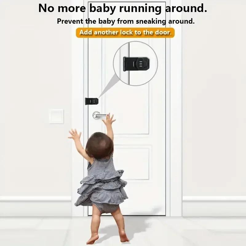 Household Cabinet Password Hasp Locks Cabinet Door Combination Lock Door Security Slide Latch Lock for Small Doors Cabinets Door