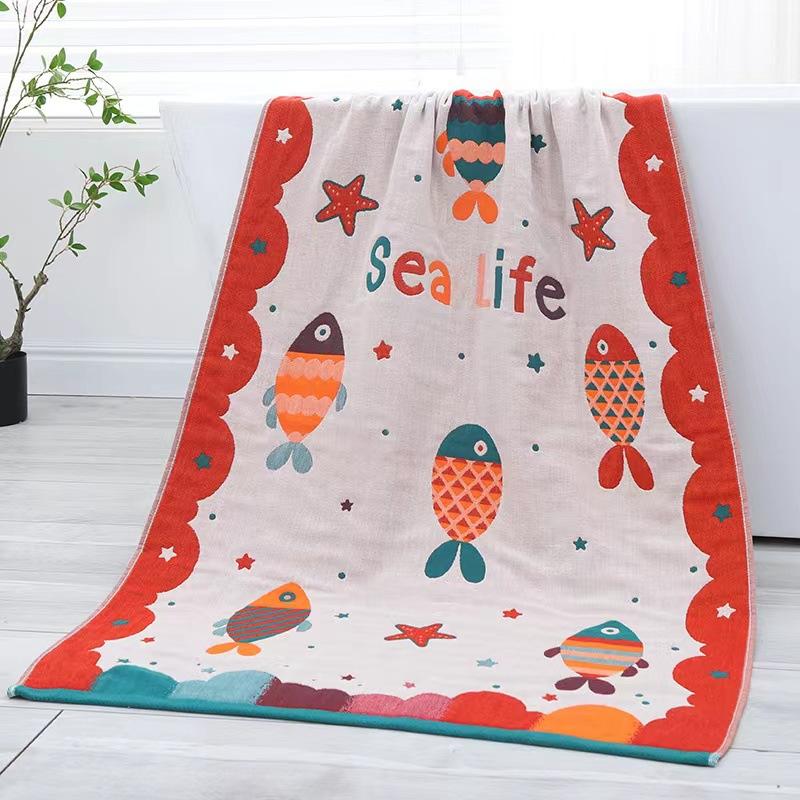 Four Layer Gauze Bath Towel, Four Layer Chinese Style Non Easy To Shed Hair, Large Towel for Couples, Soft and Absorbent, Thickened Wrap