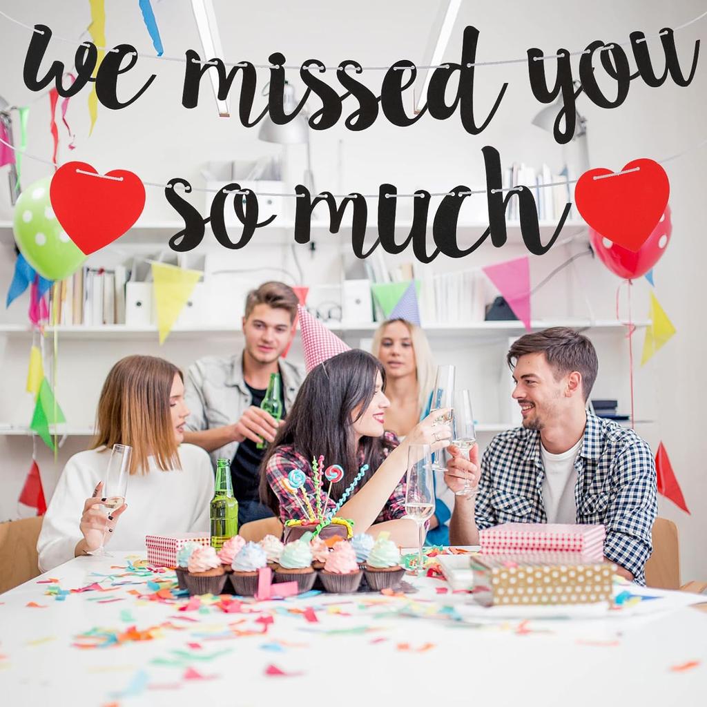 Welcome Home Banner, We Missed You So Much Banner, Welcome Home Decorations for Family Reunion Friends Back Graduation Happy Friendsgiving Signs