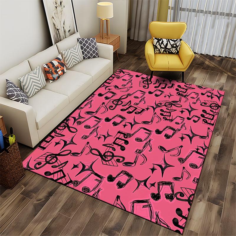 Musical Notes Pink Pattern Carpet suitable as a non-slip mat for the living room or bedroom sofa