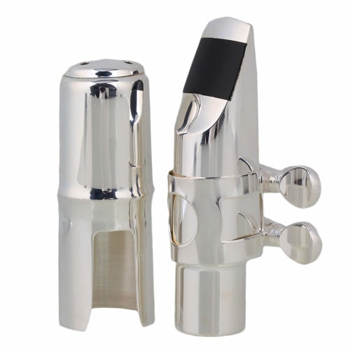 Yibuy Silver #6 Alto Saxophone Mouthpiece with Cap Ligature for E Flat Alto Saxophone