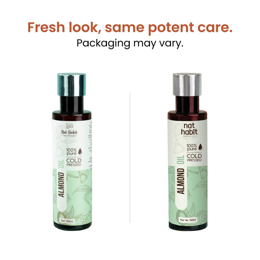 Nat Habit Cold Pressed Sweet Almond Oil Pure Natural Nourishing Face Body Skin Hair Care 100ml Bottle Daily Glow Essential