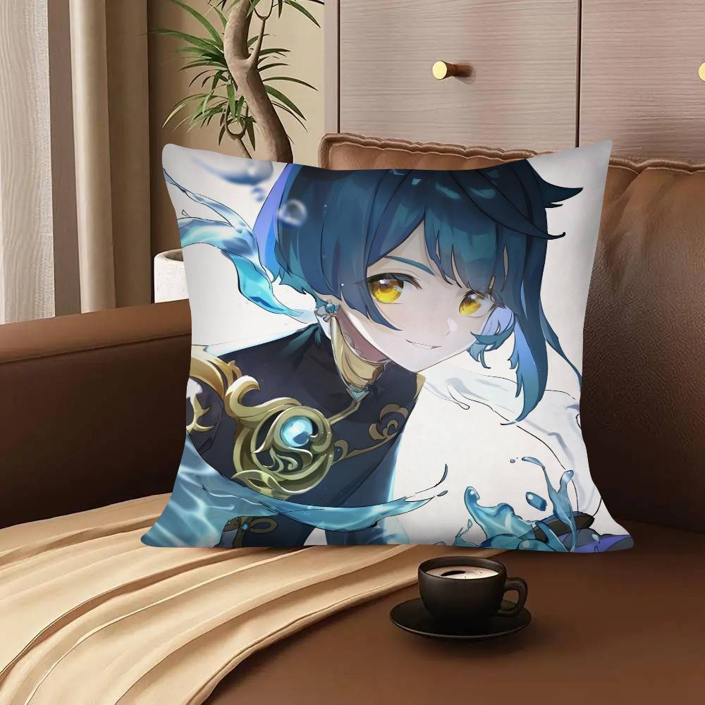 1pc Game Genshin Impact Xingqiu Anime Pillow Case Fashion Square Pillowcase Bedroom Sofa Room Ins Decoration Leisure
