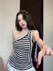 Retro Striped One-Shoulder Camisole - Slim Fit, Summer Style Women's Top