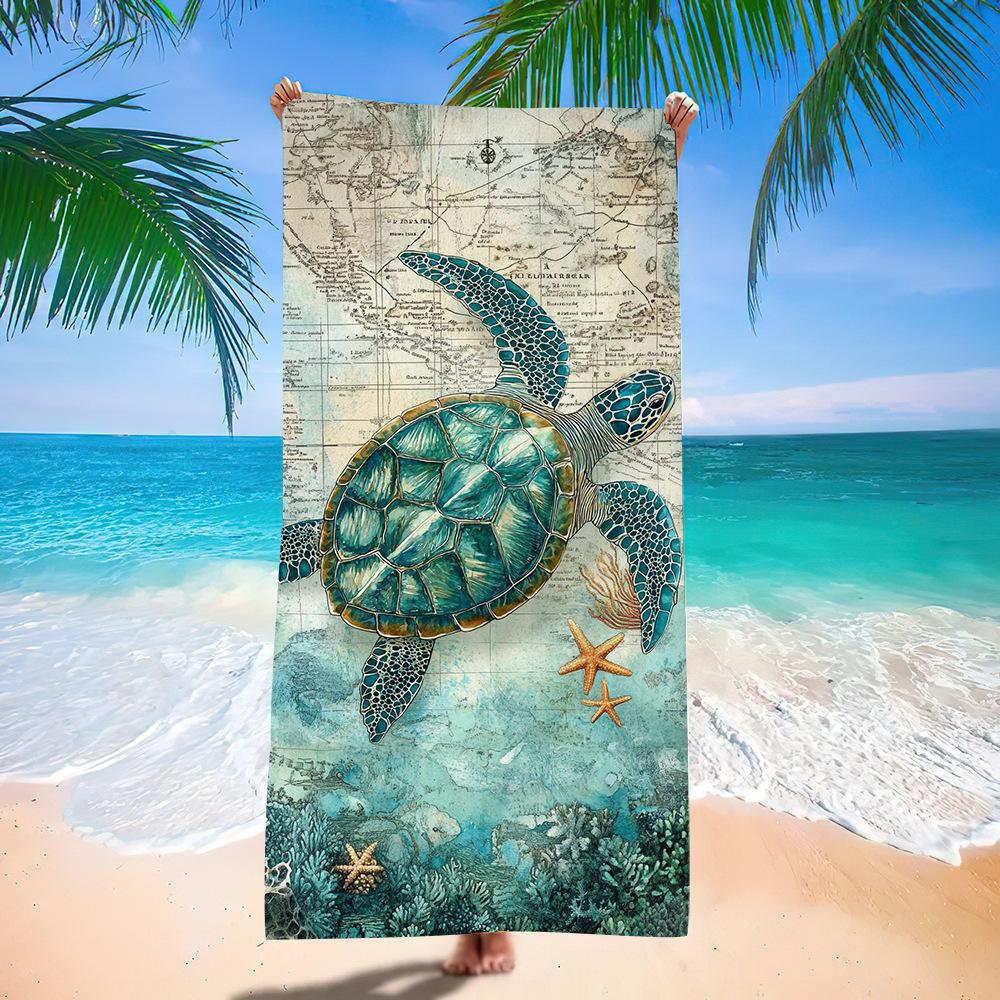 Bohemian Tribal Turtle Beach Towel Underwater Print Quick Dry Absorbent Towel