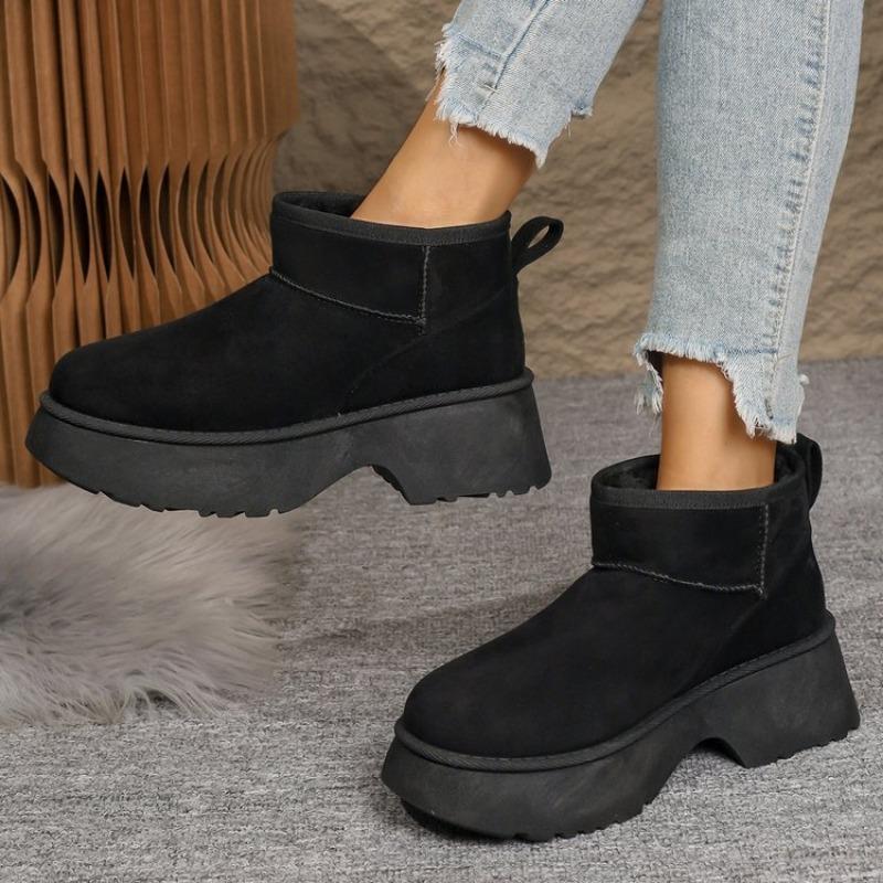 Large size snow boots for women's autumn and winter new velvet thickened retro one-pedal cotton shoes for women