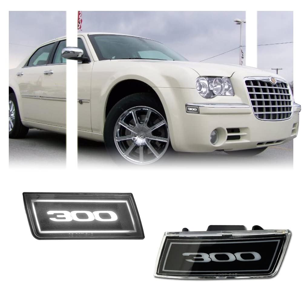 

GSOWO 2pcs White LED Side Marker Lights for Chrysler 300 300C Clear Lens Front Turn Signal Indicator Blinker Light 2005-2014 [with 300 Badge] белый