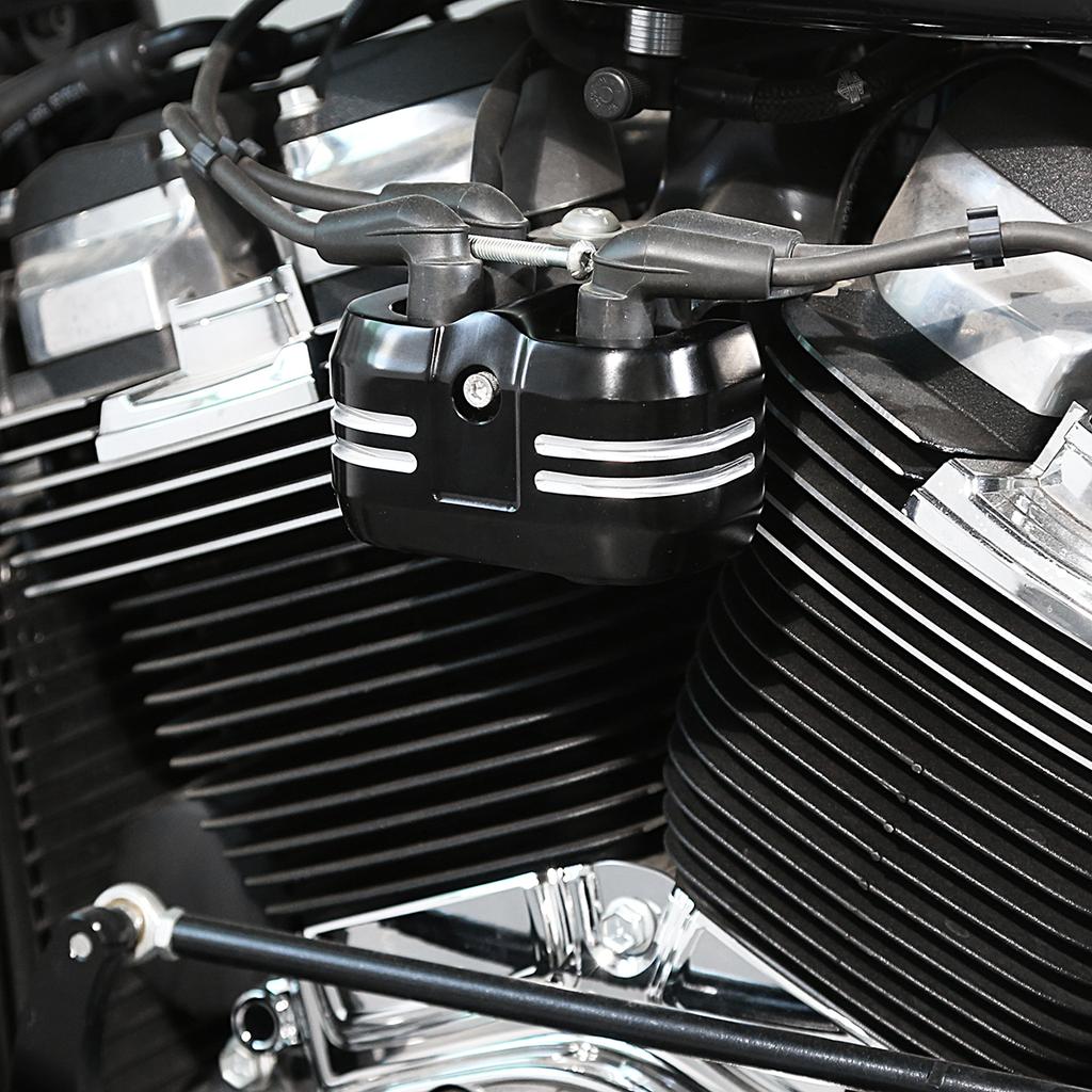 Gloss Black Shallow Cut Ignition Coil Cover For Harley Softail Fatboy Slim Street Bob Breakout Low Rider Fat Bob 18-23