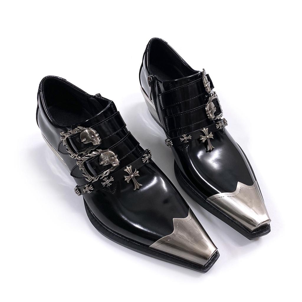 Scarpe in Pelle Stile Britannico Scarpe Oxford Stile Punk Scarpe Casual Appuntite Metalliche Lucide Modelli da Uomo e da Donna