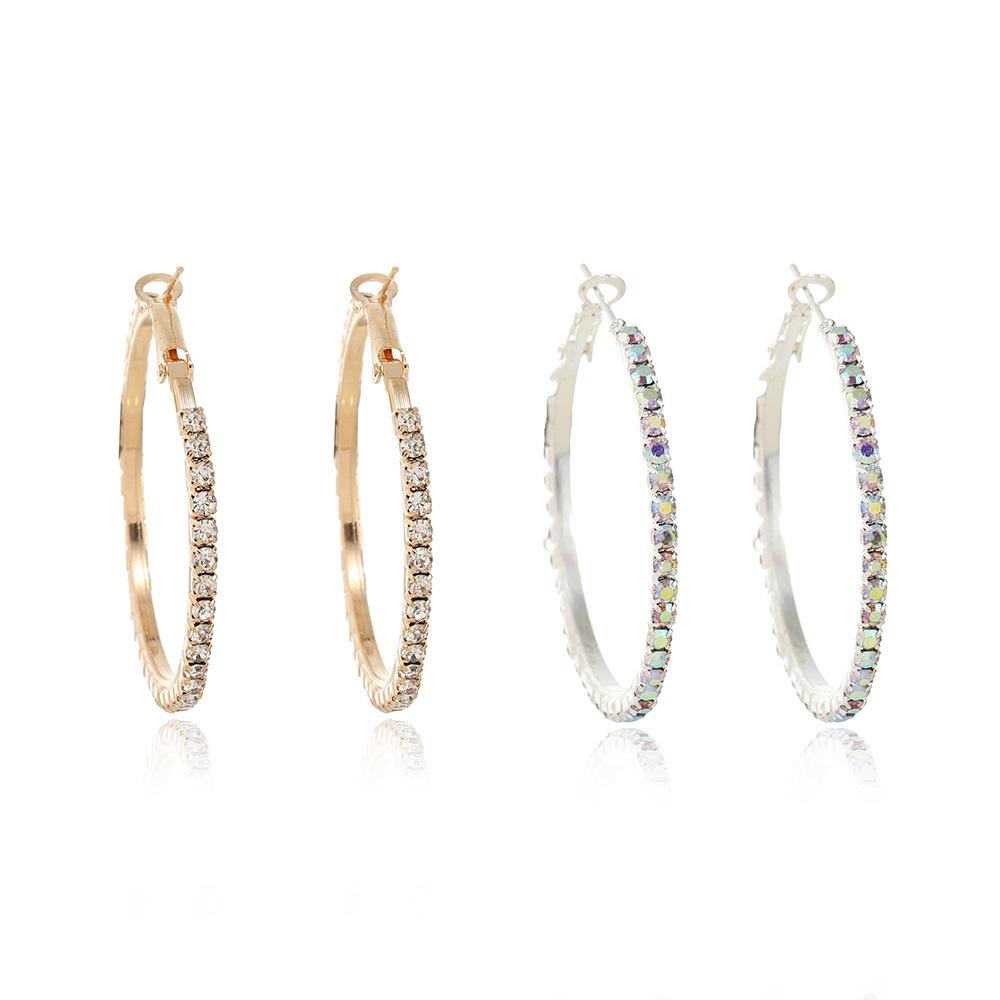 Korean Chic Luxury Diamond C-Shape Hoop Earrings
