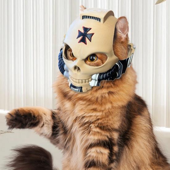 Cat Helmet Cat Skull Battle Helmet Adjustable Cat Cosplay Hat for Photo Shoots Halloween Party Costume Accessory