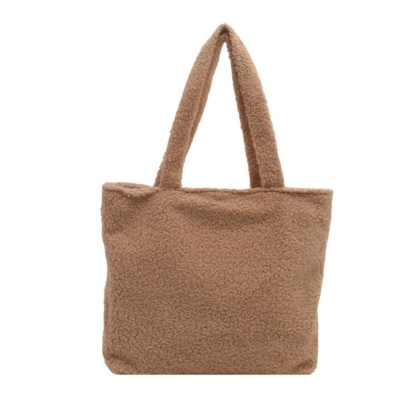 Stylish Korean Plush Tote Bag For Women Large Versatile Handbag Ideal For Daily Use In Trendy Colors