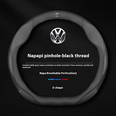 Volkswagen R Magotan Jeeta Passat Golf 5 GTI Beetle Tiguan Touareg Polo T-ROC T-Cross Car Leather Anti-Slip Steering Wheel Cover