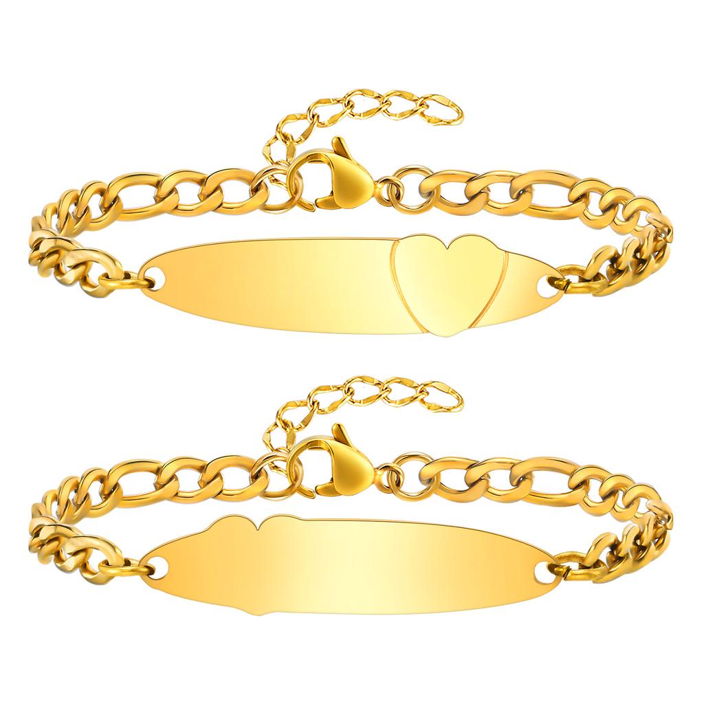 Personalize Name Date ID Bracelet Anti Allergy Stainless Steel for Girls Boys Chain Link Custom Family Valentine's Day Love Gift