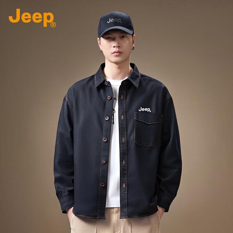 JEEP Men's Relaxed Fit Denim Long-Sleeve Shirt Jacket