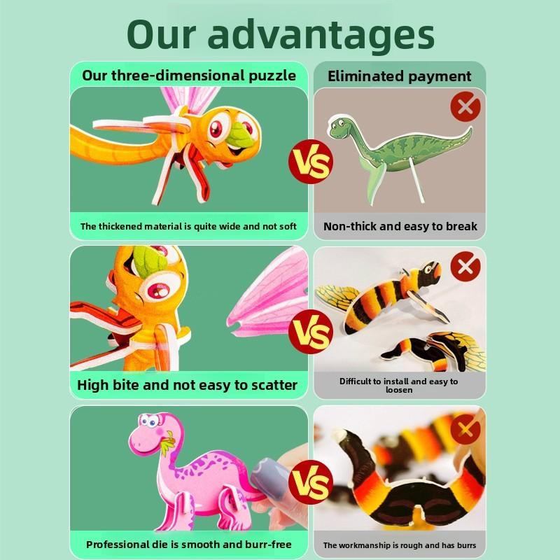 Building Children Toy Eps Material Diy Dinosaur Insect 3d Puzzle Learning Gift