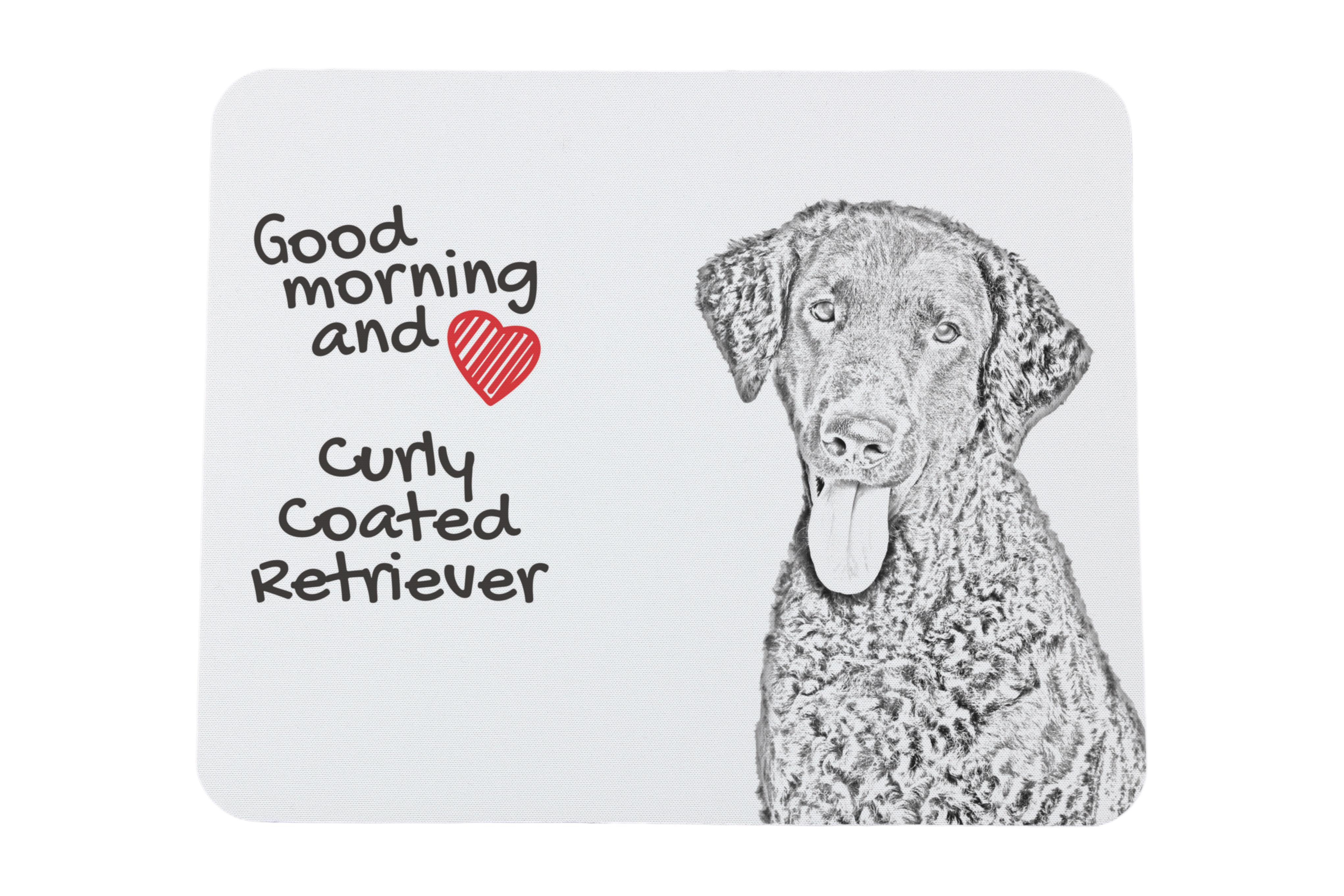 

Curly Coated Retriever - mouse pad with print, personalized dog-themed mouse pad, unique gadget for an office worker by Art-Dog brand білий