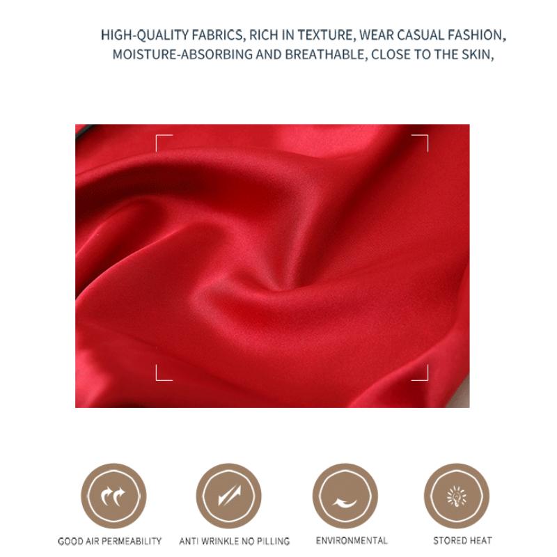 Husholdningspysjamas for kvinner Dameimitasjon i silkepysjamas V-hals pyjamas Badekåpe Husholdningsklær