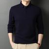 Tricou subțire cu mânecă lungă, larg, pentru bărbați, de primăvară și toamnă, tată de vârstă mijlocie, culoare solidă, guler polo