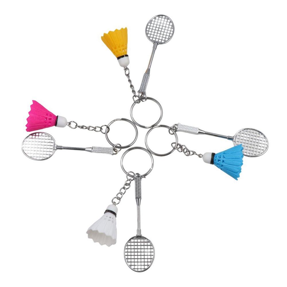 Plastic Metal Car Keychain Badminton Shape Bag Pendant Badminton Keychain Key Decoration