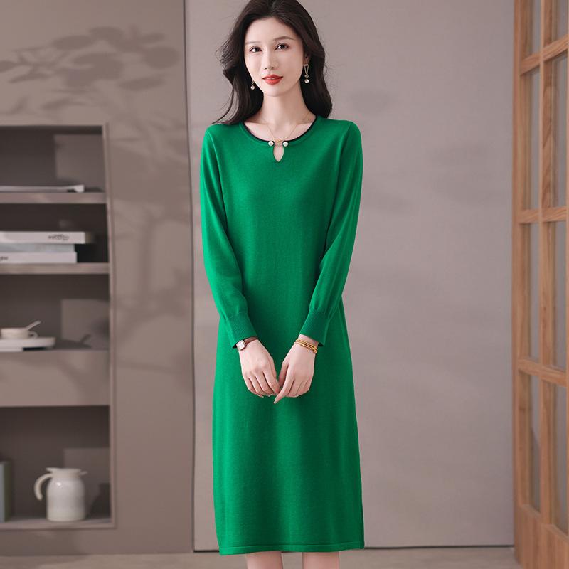 Temperament Elegant Wind Knitted Sweater Dress Autumn and Winter New Large Size Loose Long Bottom Sweater Skirt