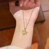 Fashion Goldfish Pendant Titanium Steel Necklace Women Delicate Zircon Clavicle Chain