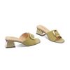 Women's Outer Wear Summer Mid-heel Thick Heel Women's Shoes Soft Leather Sandals and Slippers Fashion Open Toe Women's Slippers.