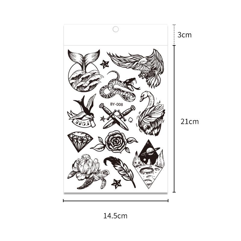 18pcs Dark Fluorescent Color Changing Tattoo Sticker Luminous Flower Arm Adult Tattoo Sticker Trend Bar Animal Tattoo Stickers