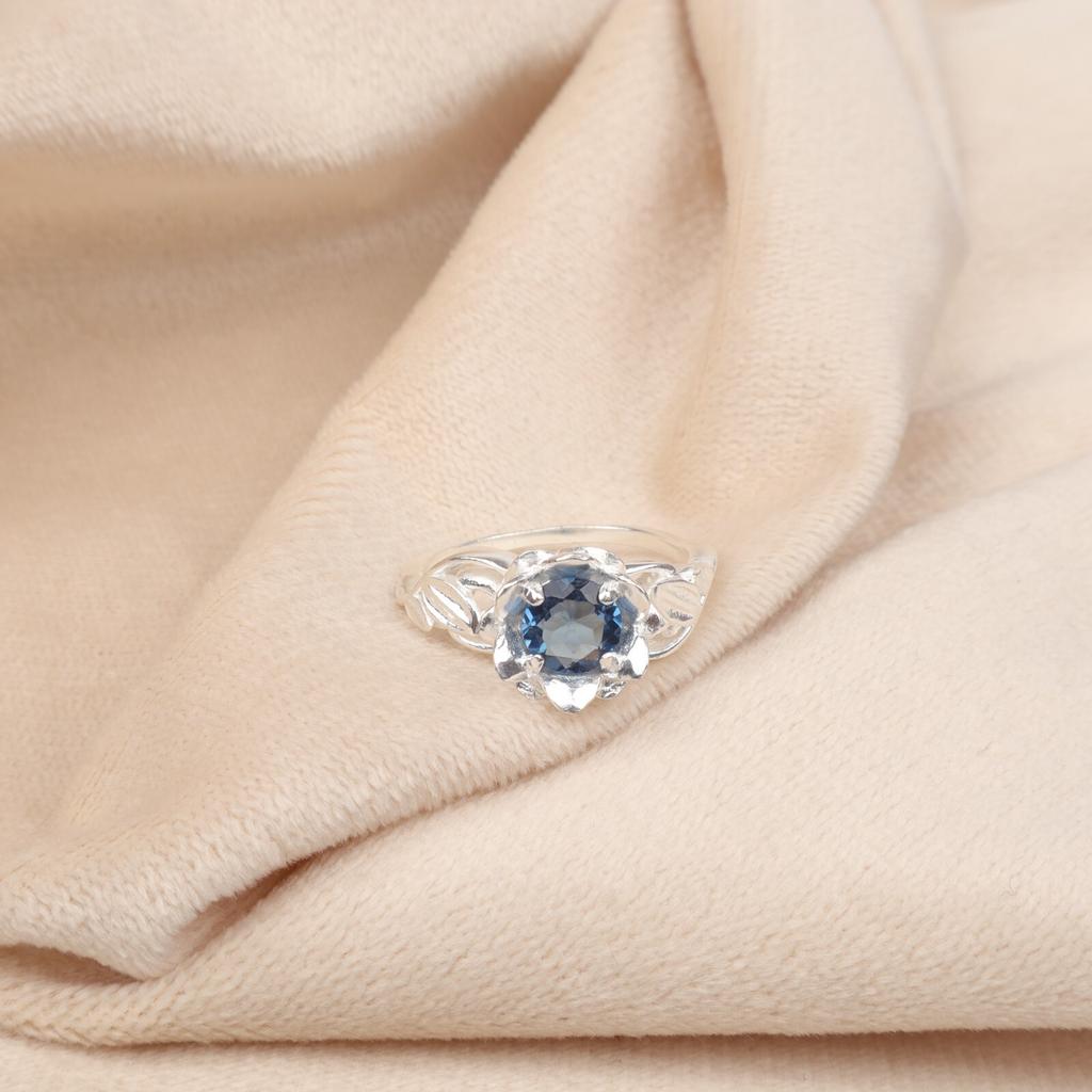 Natural London Blue Topaz Gemstone 925 Sterling Silver Jewelry Women's Ring Gift CZR-2-2