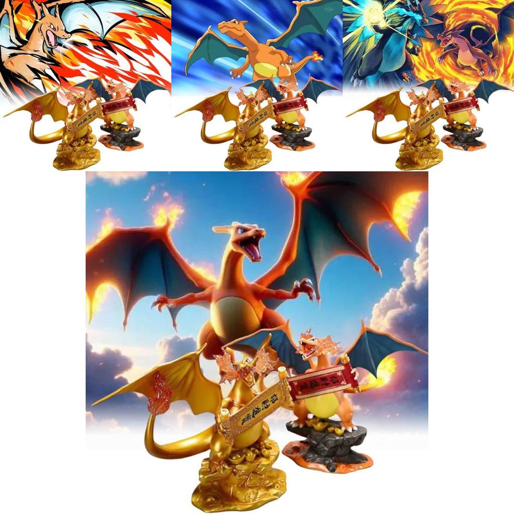 Vibrant Golden Charizard Statue Perfect For Collectors High Quality Pvc Model Display