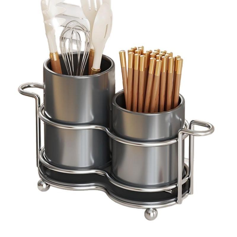 Kitchen Utensil Rack, Countertop Drain Tray, Knife and Spoon Storage Holder