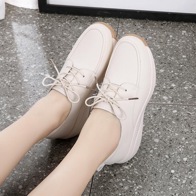 Women's Footwear Leather Driving Comfort Women’s Wedge Sneakers Casual Nurse Loafers for Girls Walking Minimalist Summer Maternity Shoes for Women