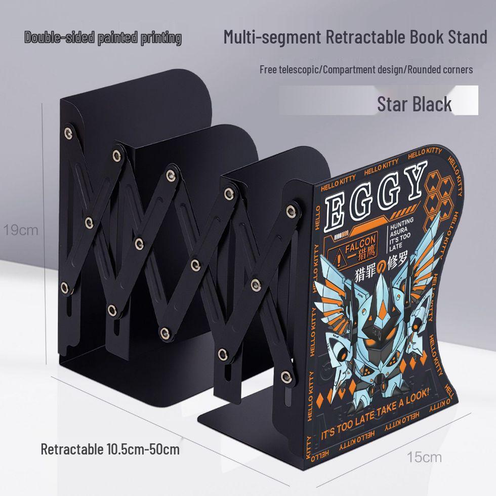 Egg Party Shura Desktop Organizer: Retractable Bookshelf & Book Stand with Thickened Book Clip for Students. Thickened Metal Retractable Bookshelf