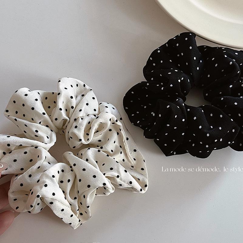 Chic French Polka Dot Scrunchie - Stylish Hair Tie Accessory