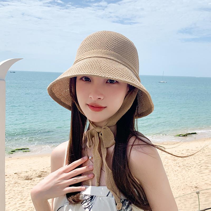 New Easy Matching Simple Knitted Women Bucket Hats Summer Soft Streetwear Beach Cool Ins Breathable Female Fisherman Caps Gifts