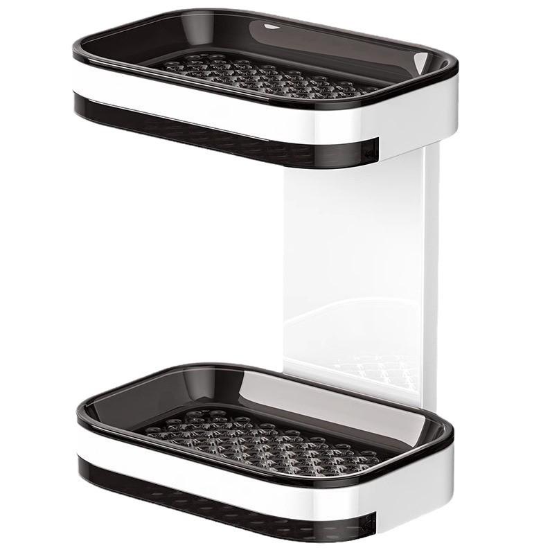 Wall-Mounted Double-Layer Soap Dish: Punch-Free Bathroom Storage Tray