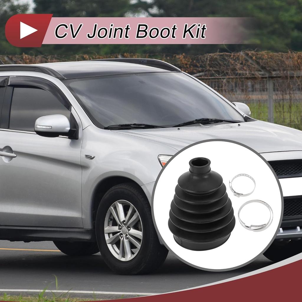 1 Set CV Joint Boot Kit for Mitsubishi Outlander 2008-2013 Outer Constant Velocity Joint Boot W/Clamps No.3817A099 Black Rubber