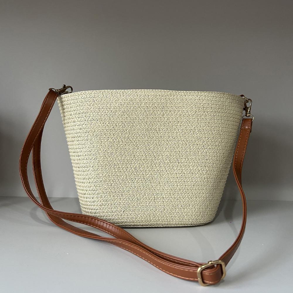 Fashion Straw Woven Shoulder Bag Large Capacity Square Crossbody Bag Vacation Beach Bag for Women