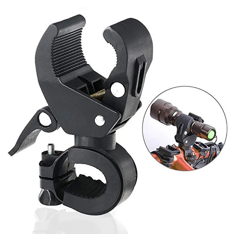 1PC Universal Bicycle Handlebar Flashlight Clip 90°/360° Rotating LED Torch Mount Clamp Holder for Bike Adjustable Grip Bracket