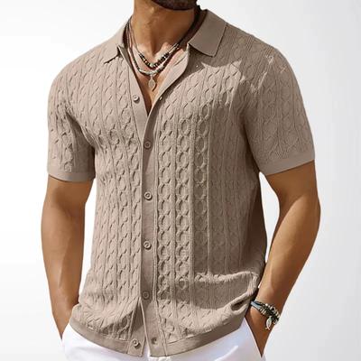 Sommer Herren Kurzarm Mode Gestrickte Poloshirts Einfarbige Business Casual Knopf Strickjacke Polos Oberteile Herren