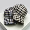 Autumn and Winter Men Women New Versatile Stripe British Baseball Caps Check Fashion Cotton Warm Soft Houndstooth Retro