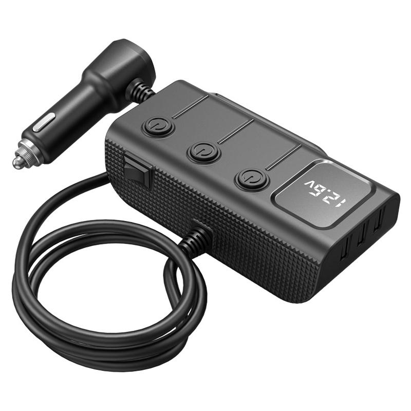 

120 Вт Автомобильное зарядное устройство для телефона Адаптер прикуривателя Мультипорты Быстрая зарядка USB-разъем для зарядки с переключателем Авто Электроника чёрный