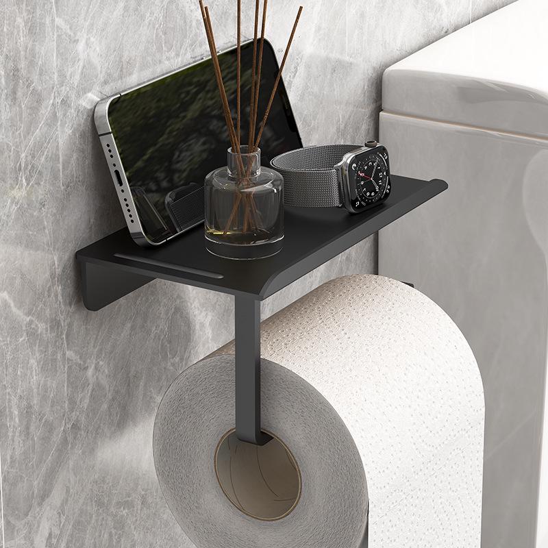 Punch-Free Bathroom Toilet Tissue Storage Rack and Roll Holder