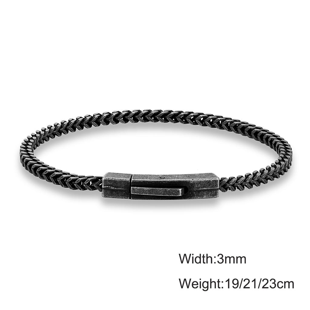 Mens 3MM Byzantine Cuban Link Chain Bracelets Retro Stainless Steel Link Wristband Vintage Jewelry Gift for Him Boy