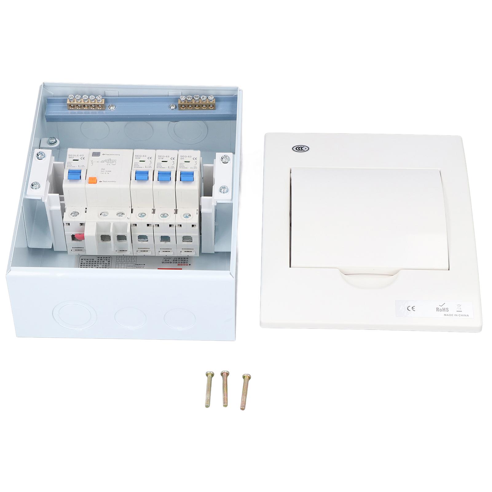 

3 Way 230V Indoor Distribution Box UK Standard 3MCB (B6A+B16A+B32A) RCD (63A 1P+N) B Breaker