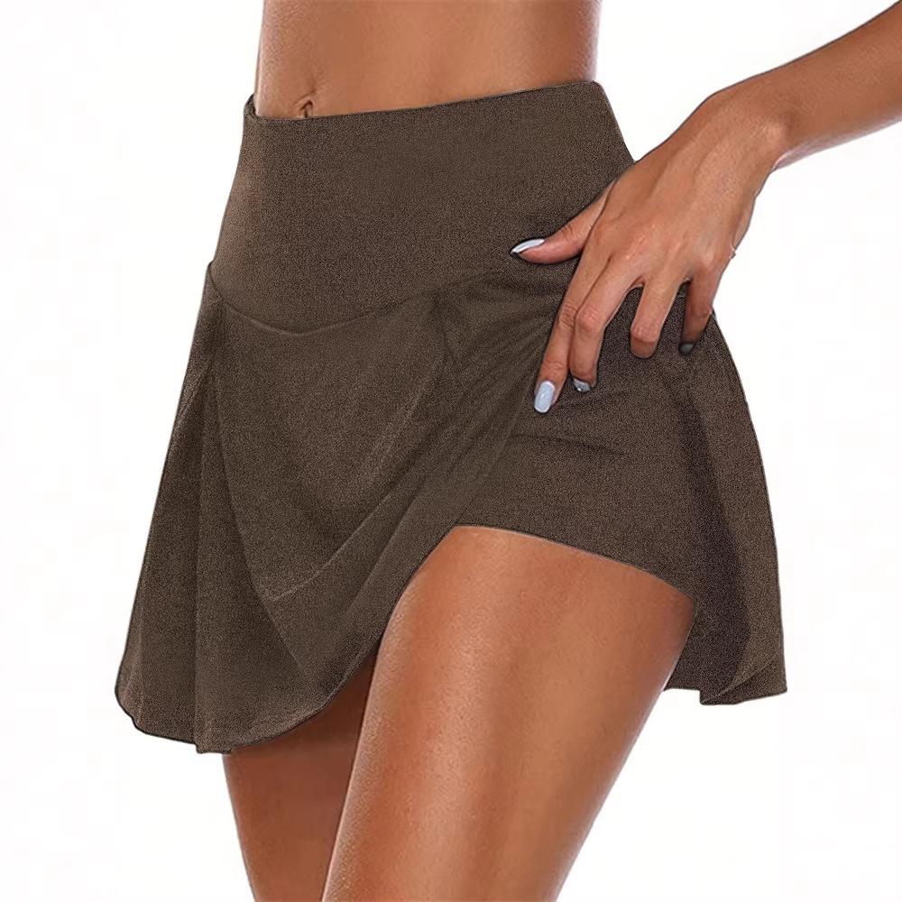 Summer European and American Women's Sports Yoga Fitness Casual Shorts Solid Color Fake Two Leggings Culottes