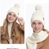 Women's Three Sizes To Choose From: Knitted Hat, Scarf, Glove, Women's Autumn and Winter Outdoor Warm Double Layer Knitted Hat