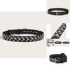 New Star Studded Fashionable Punk Style Wide Belt For Women's Jeans Faux Leather Material